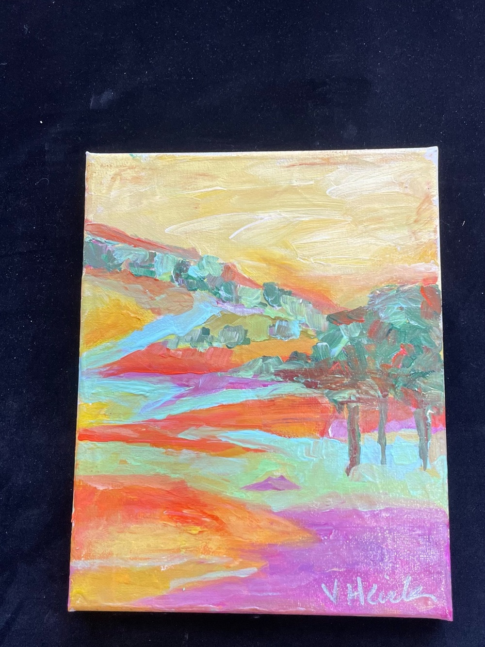 “Morning Sunshine Acrylic Painting Original Painting Small 10”x8”Handmade - Picture 11 of 12